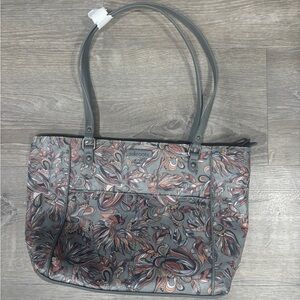 Sakroots Artist Circle Metro Tote , Cotton Coated Canvas, Grey Treehouse